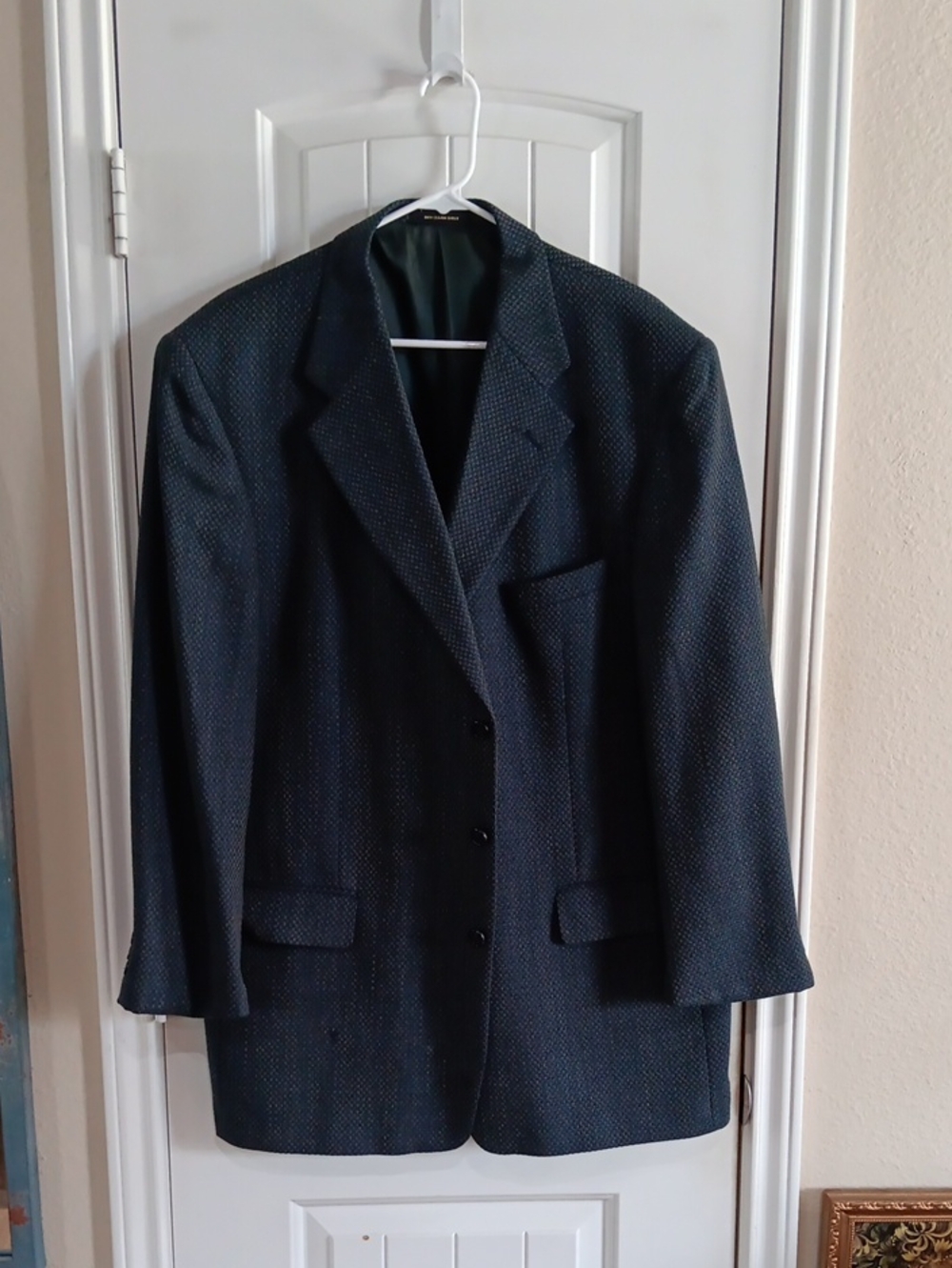 Vintage Monsieur Givenchy Blazer Sport Coat Birdseye Micro-Weave Wool 46R XL